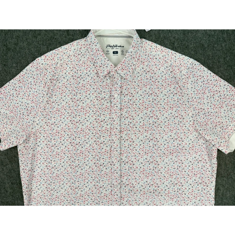 Flag & Anthem Mens XL White Martini Print Stretch Performance Button Down Shirt